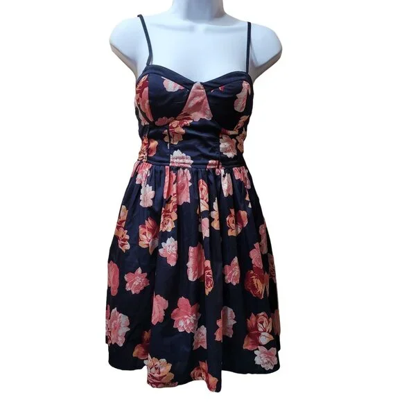 Band of Gypsies Women's Size XS Boho Floral Mini Sundress Corset Bodice Pockets - Picture 1 of 10